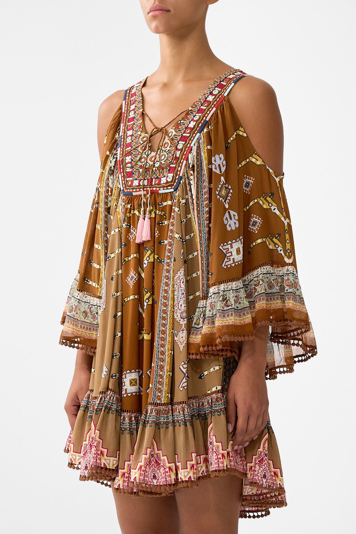 DROP SHOULDER RUFFLE DRESS FABRIC OF TIME