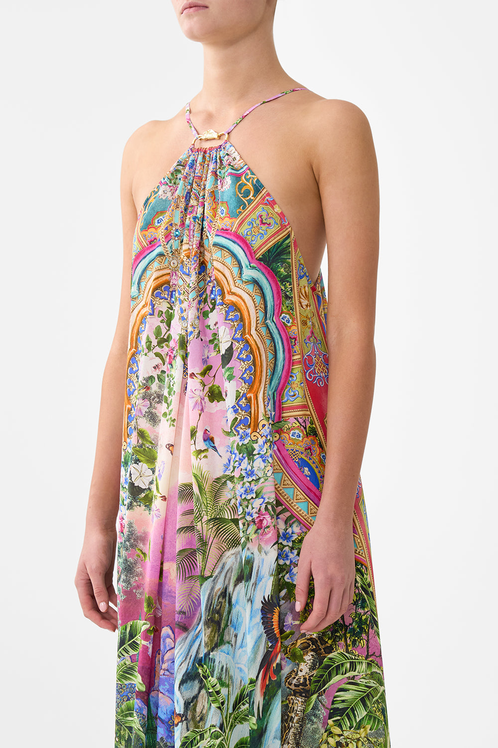 The CAMILLA GATHER NECK HARDWARE MAXI DRESS TURKISH DELIGHT