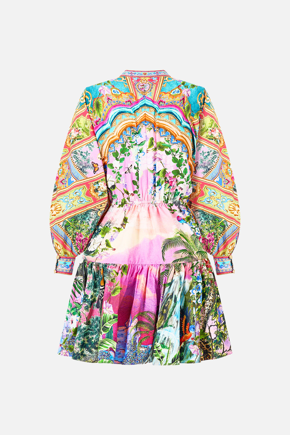 SHORT TIERED SHIRTDRESS WITH WIDE WAIST TIE TURKISH DELIGHT