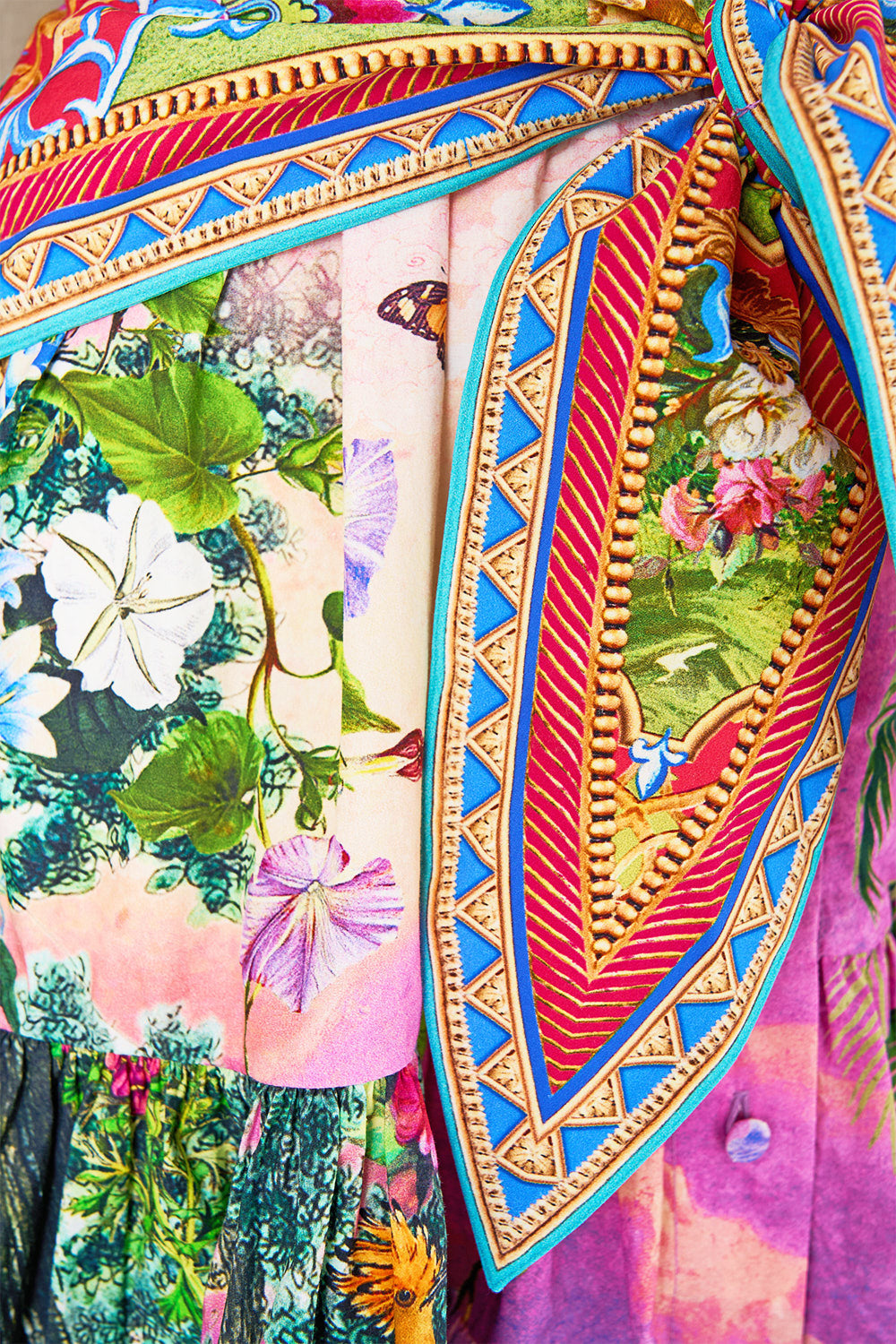 SHORT TIERED SHIRTDRESS WITH WIDE WAIST TIE TURKISH DELIGHT