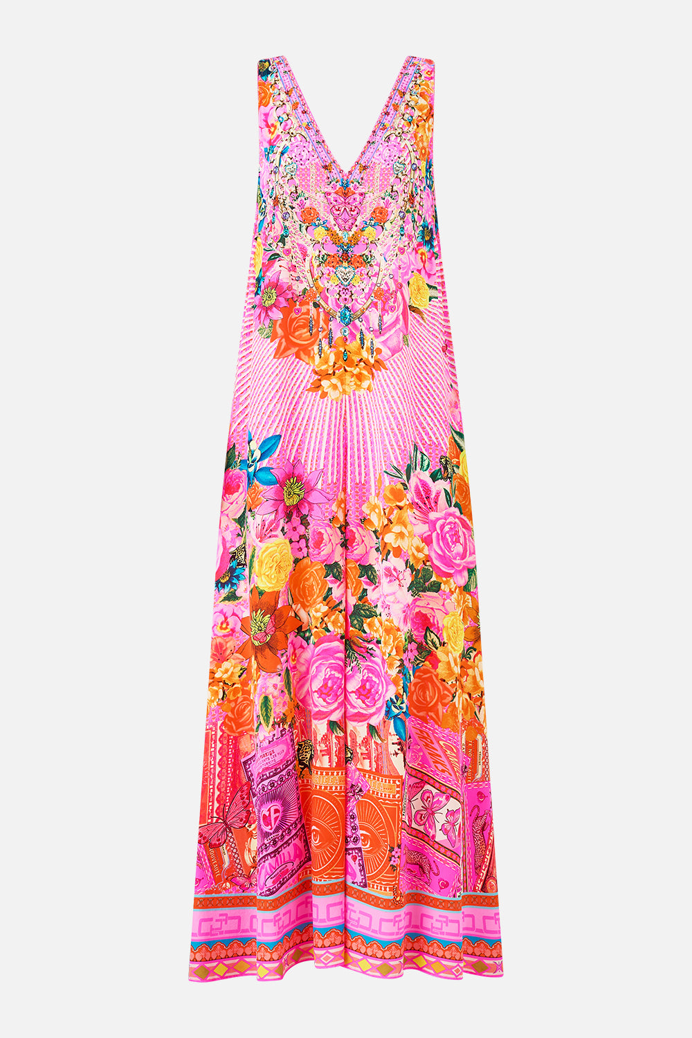 The CAMILLA V-NECK FLARED JUMPSUIT ILLUSTRATION NATION