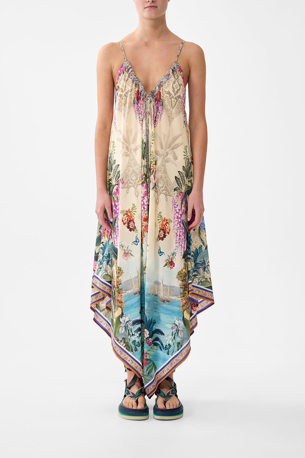 The CAMILLA DRAPED JUMPSUIT WITH STRAPS BODRUM BOTANICALSBODRUM BOTANICALS