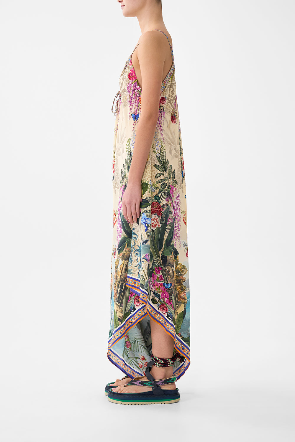 The CAMILLA DRAPED JUMPSUIT WITH STRAPS BODRUM BOTANICALS