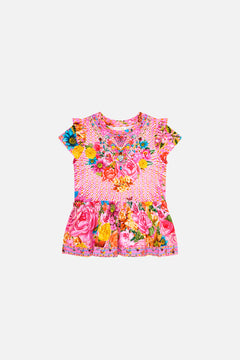 BABIES TEE DRESS WITH FRILL SHOULDER AND HEM ILLUSTRATION NATION