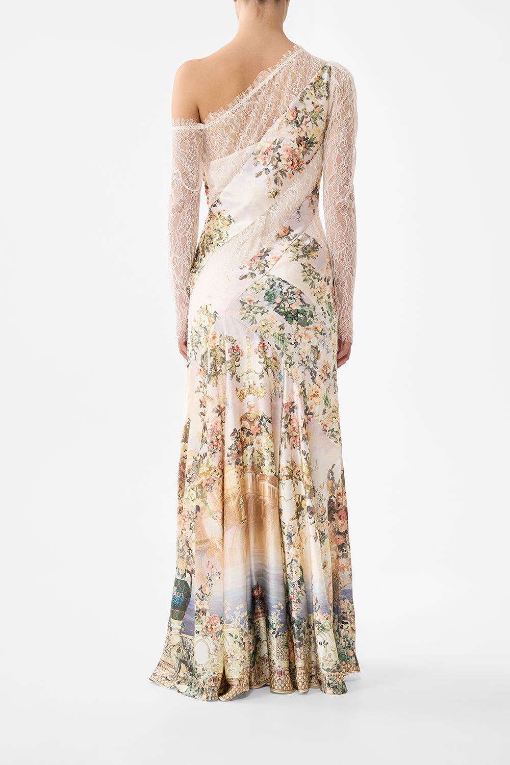 LACE SPLICE ONE SHOULDER DRESS TWILIGHT IN ISTANBUL