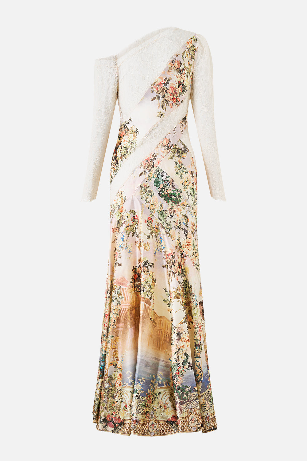 LACE SPLICE ONE SHOULDER DRESS TWILIGHT IN ISTANBUL