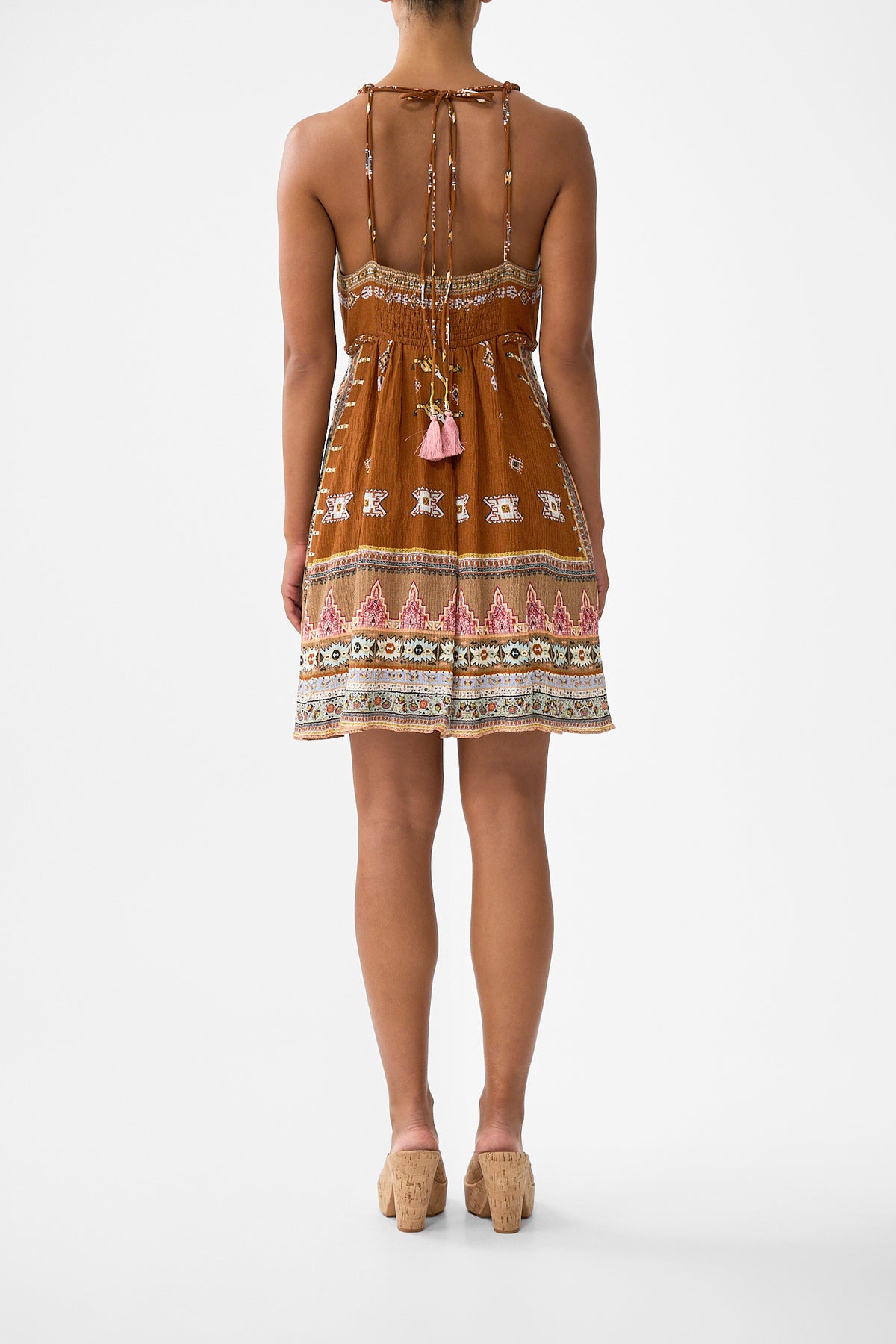 The CAMILLA SHORT FLARED DRESS WITH MACRAME DETAIL FABRIC OF TIME