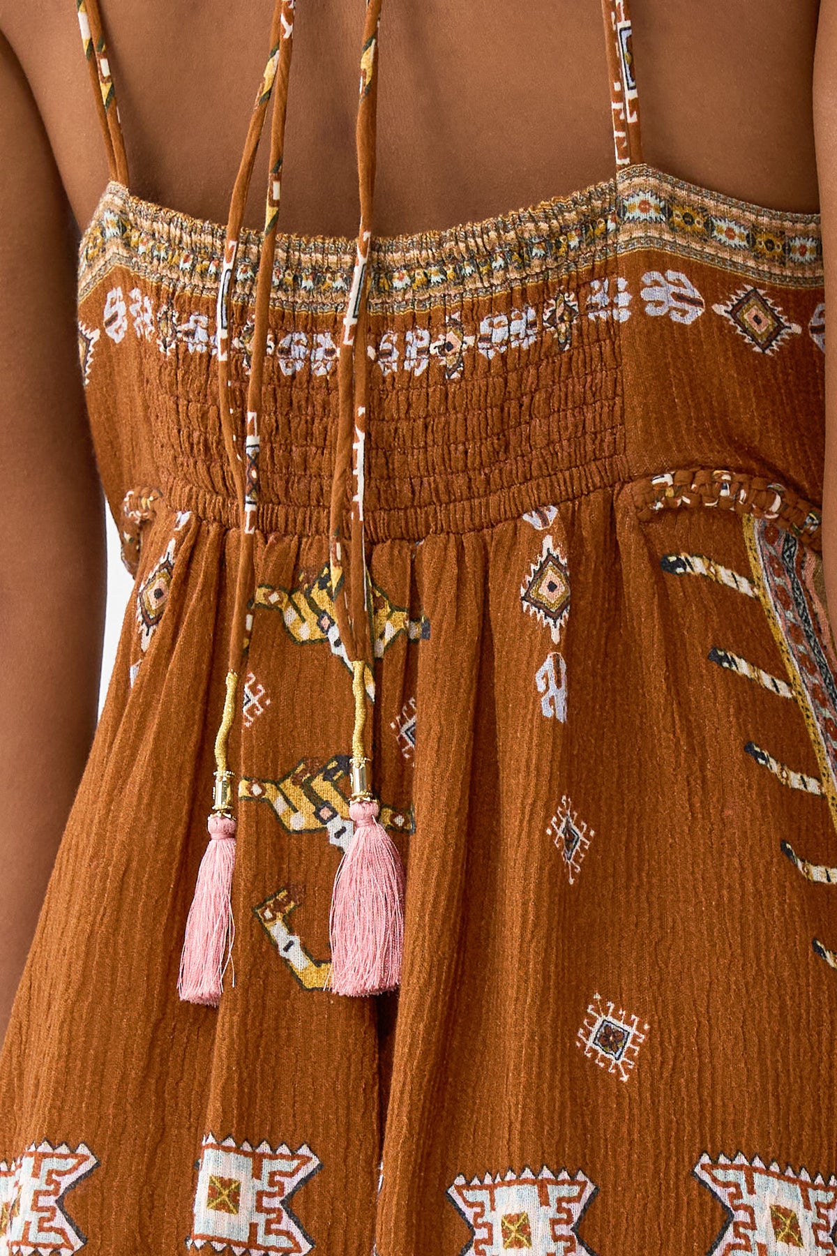 The CAMILLA SHORT FLARED DRESS WITH MACRAME DETAIL FABRIC OF TIME
