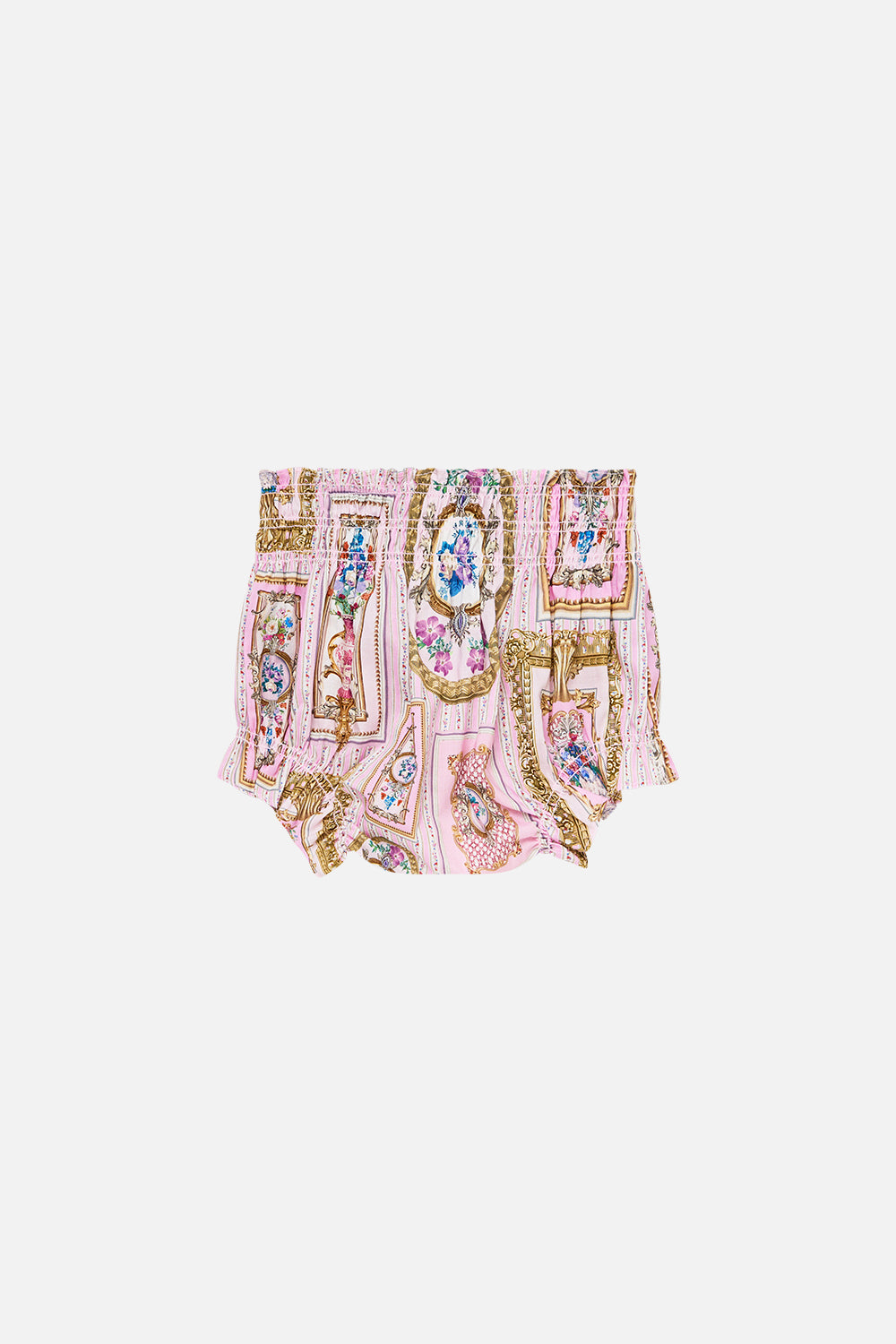 The CAMILLA BABIES SHIRRED WAIST BLOOMER WITH BOW PALATIAL PASTELSPALATIAL PASTELS