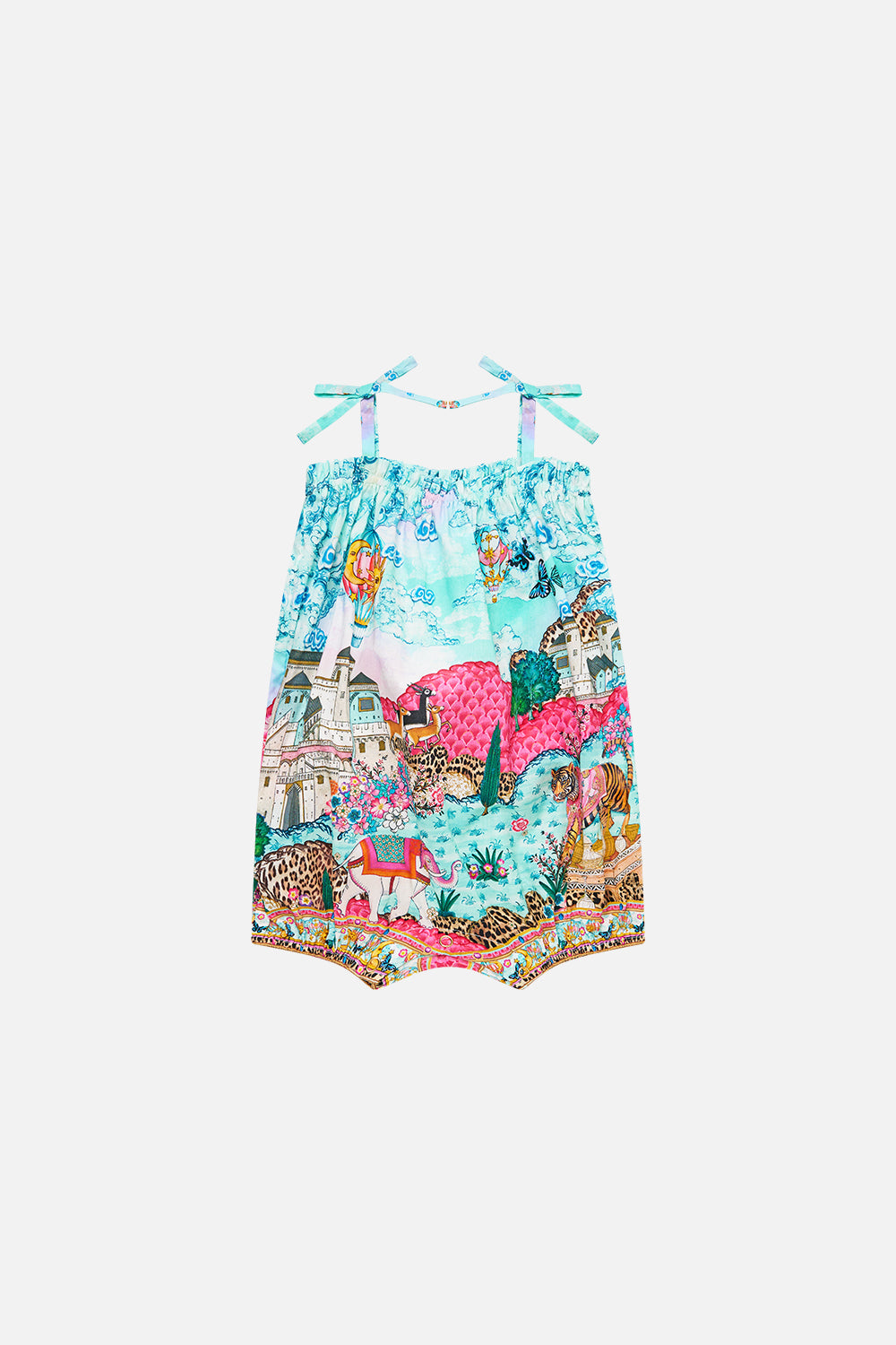 BABIES GATHERED NECK ROMPER WITH BOW STRAPS MINIATURE MOMENTS