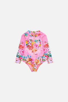 BABIES ZIP FRONT PADDLE SUIT WITH FRILL BACK ILLUSTRATION NATION
