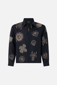 EMBELLISHED CROP ZIP THROUGH JACKET AMULETS AND ALCHEMY