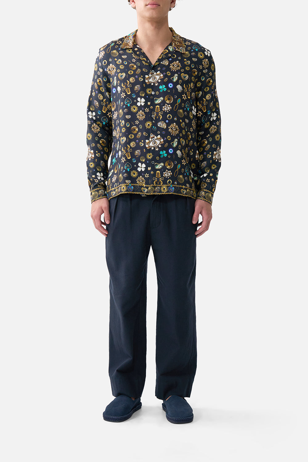 The CAMILLA LONG SLEEVE CAMP COLLARED SHIRT AMULETS AND ALCHEMYAMULETS AND ALCHEMY