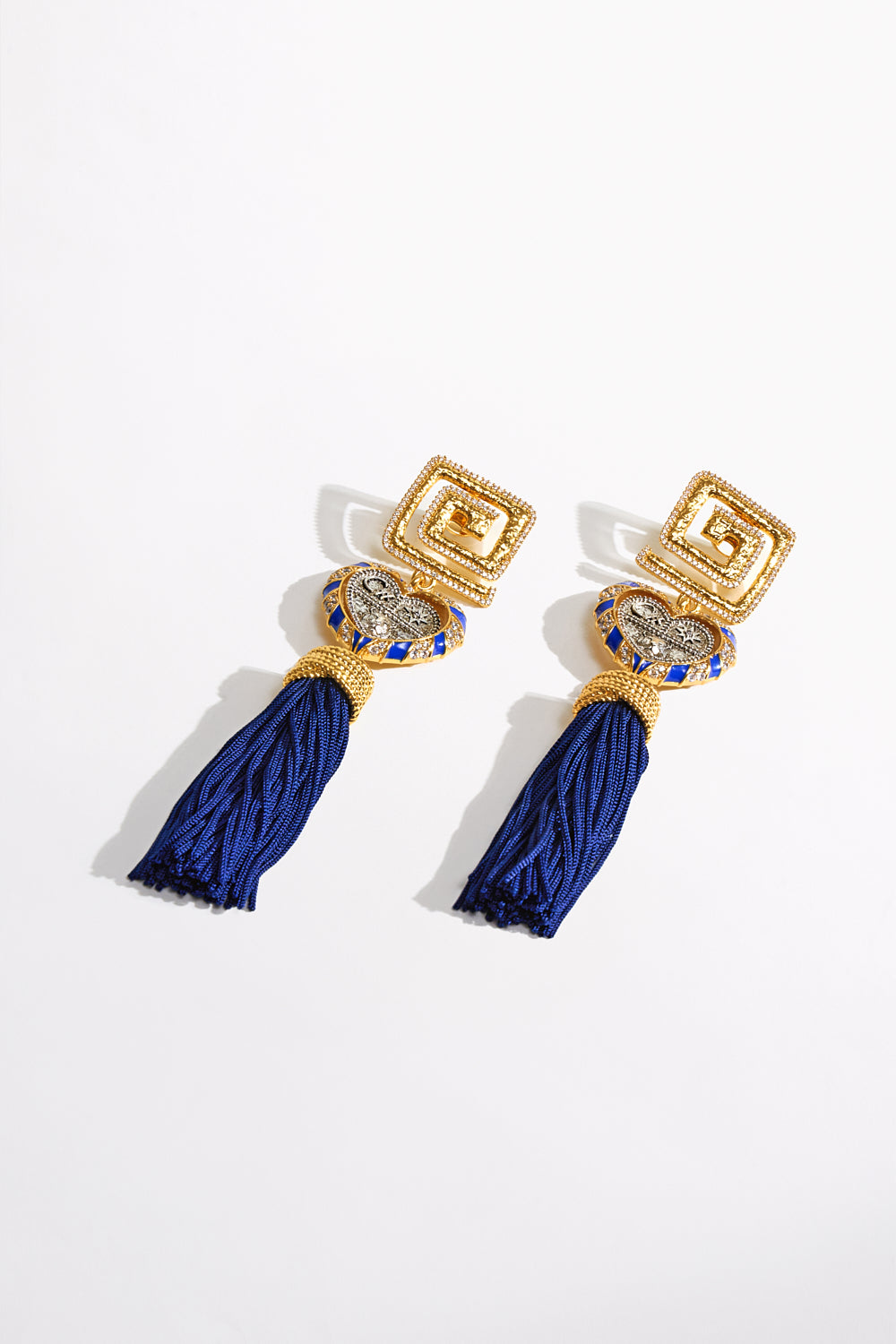 CAMILLA Artisan Artillery Tassel Earrings in Gold print