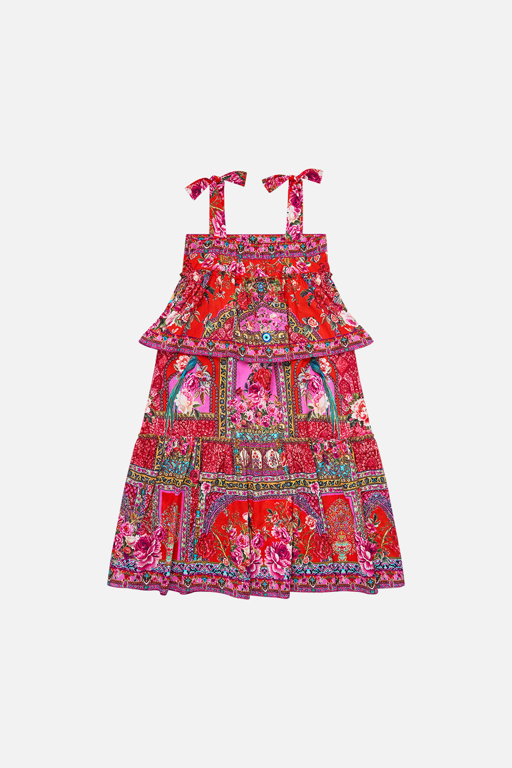 KIDS TIERED MAXI DRESS WITH BOW STRAPS HEIRLOOM EMPIRE