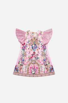 KIDS TEE MINI DRESS WITH ANGLAISE SLEEVE PALATIAL PASTELS
