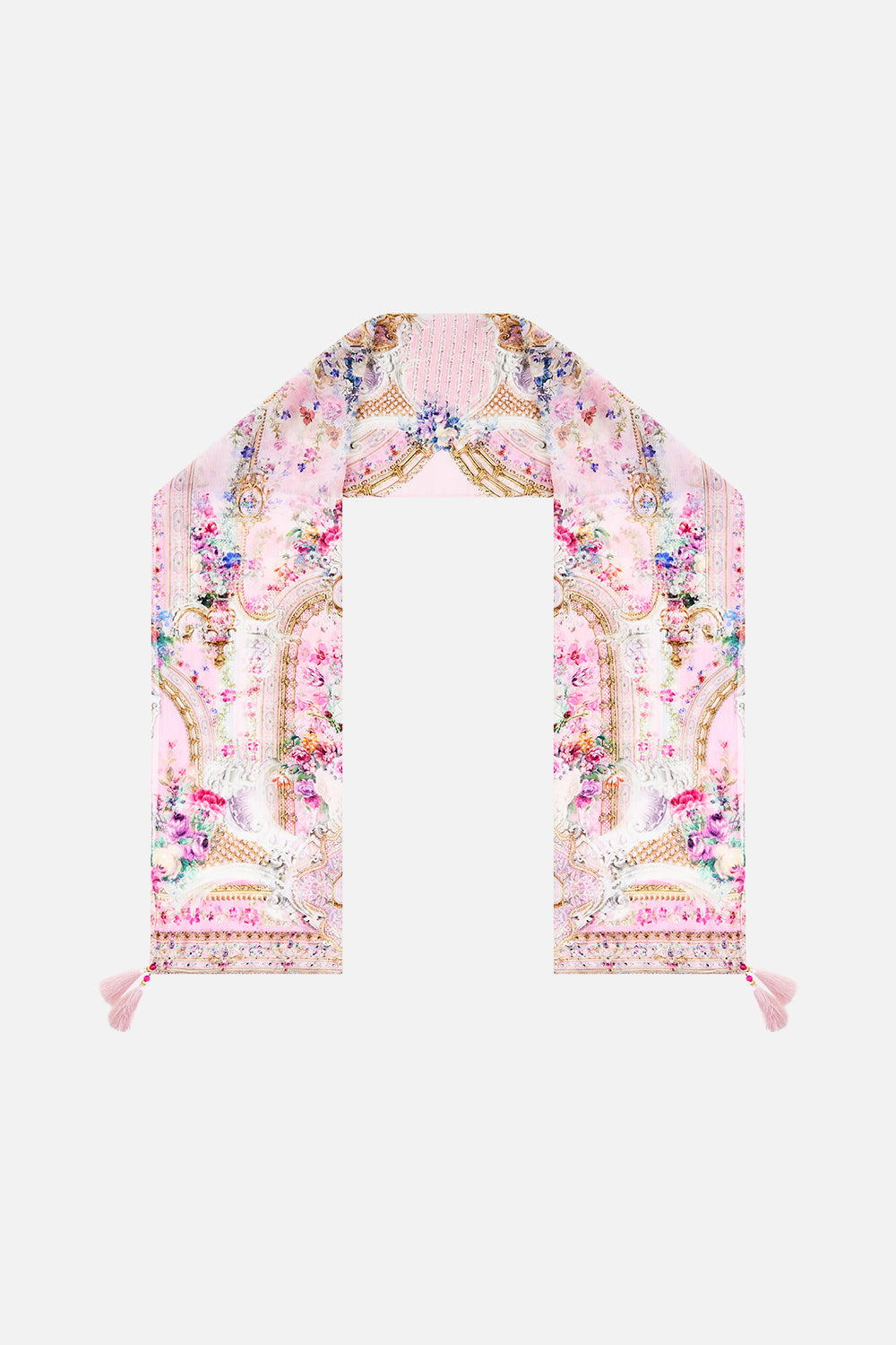 LONG SILK CRINKLE CHIFFON SCARF PALATIAL PASTELS