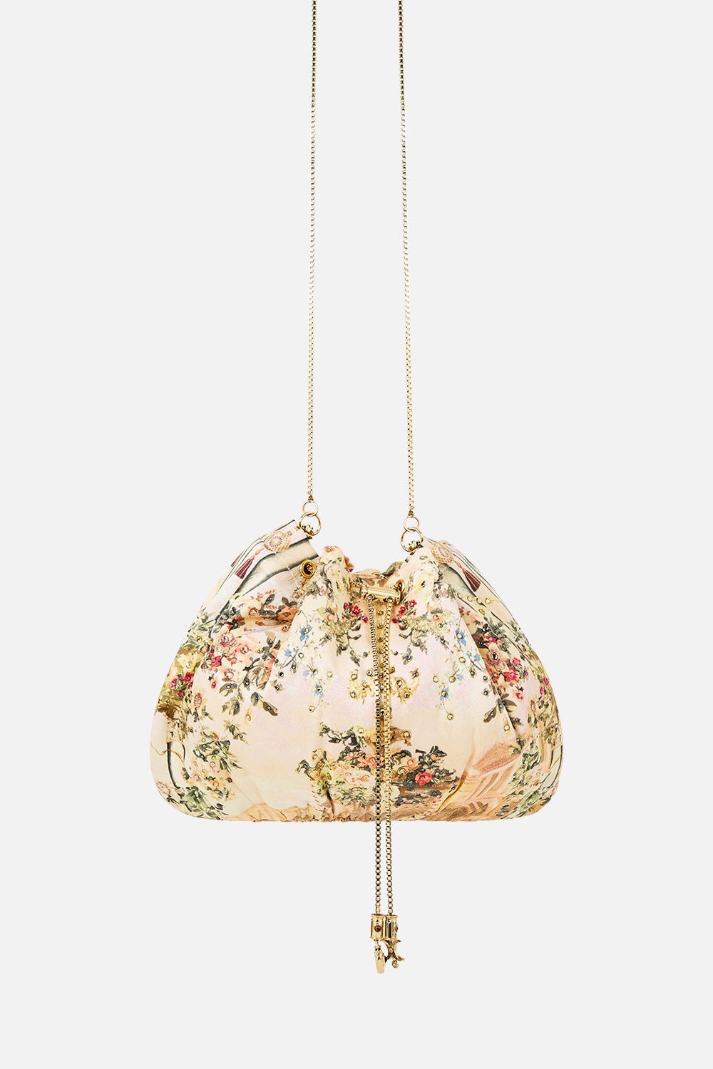 The CAMILLA DRAWSTRING POUCH BAG WITH CHAIN STRAP TWILIGHT IN ISTANBULTWILIGHT IN ISTANBUL