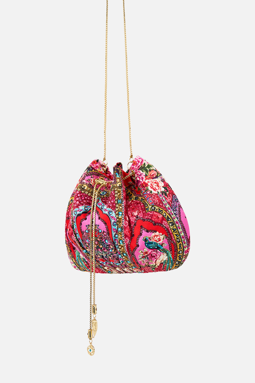 DRAWSTRING POUCH BAG WITH CHAIN STRAP HEIRLOOM EMPIRE