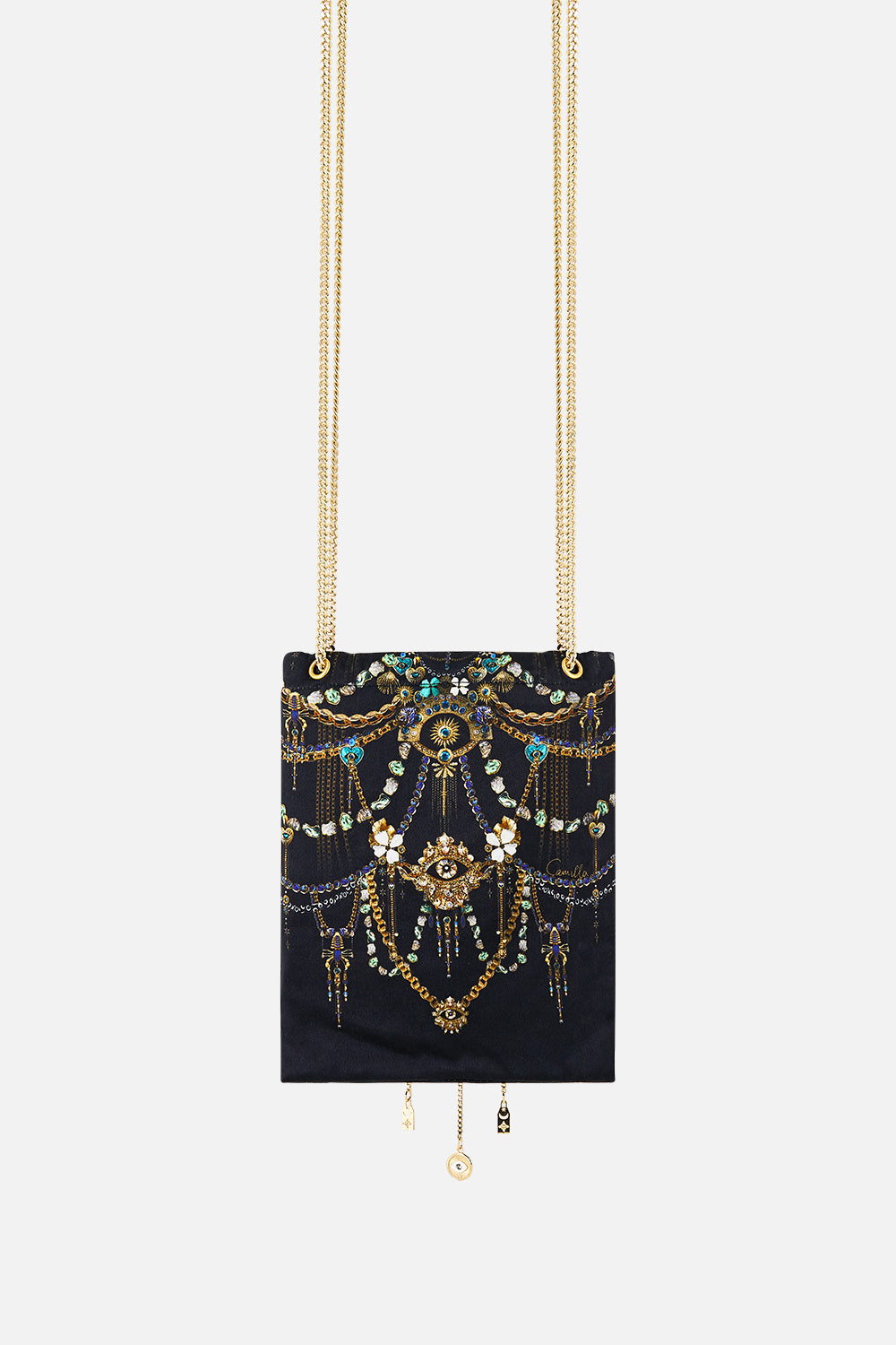 The CAMILLA NORTH SOUTH DRAWSTRING BAG WITH CHAIN STRAP AMULETS AND ALCHEMY