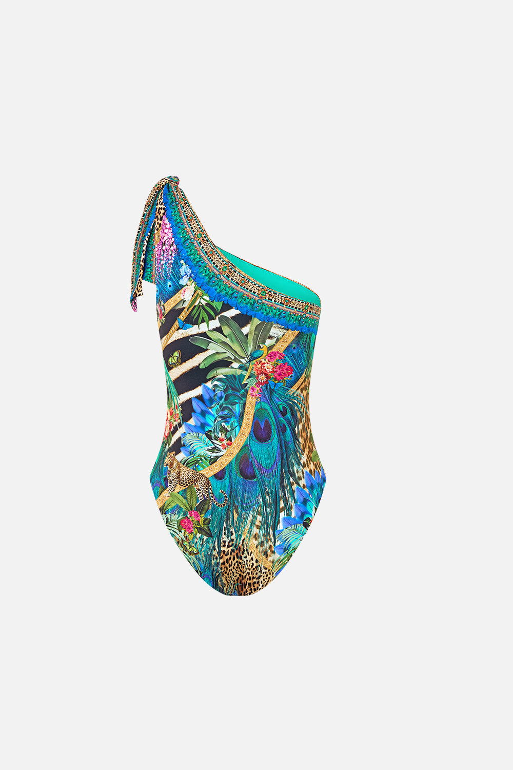 DRAPED ONE SHOULDER ONE PIECE WITH TIE TRIM ANIMAL ALCHEMY