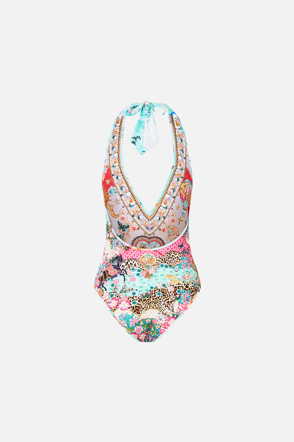 The CAMILLA REVERSIBLE BIND EDGE V NECK HALTER ONE PIECE MINIATURE MOMENTS
