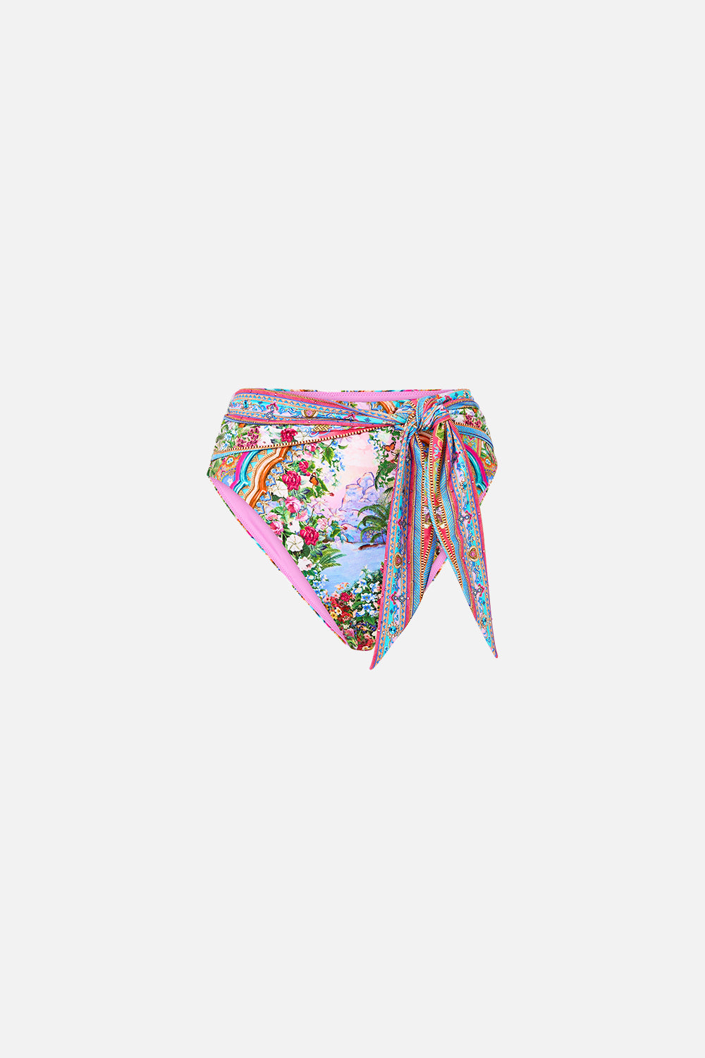 The CAMILLA HIGH WAIST BIKINI BOTTOM WITH WAIST TIE TURKISH DELIGHT