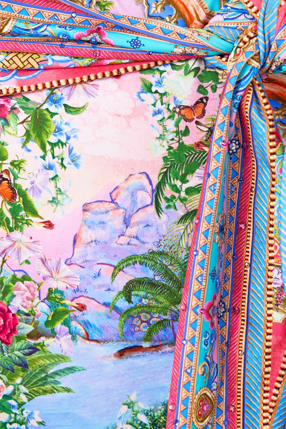 The CAMILLA HIGH WAIST BIKINI BOTTOM WITH WAIST TIE TURKISH DELIGHT