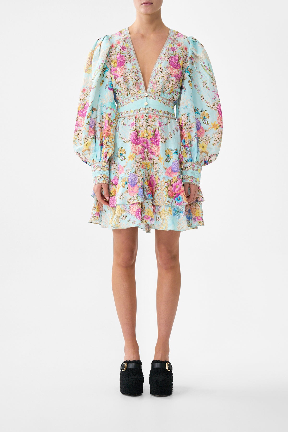 The CAMILLA BUTTON FRONT FRILL DRESS BAZAAR BLOOMSBAZAAR BLOOMS