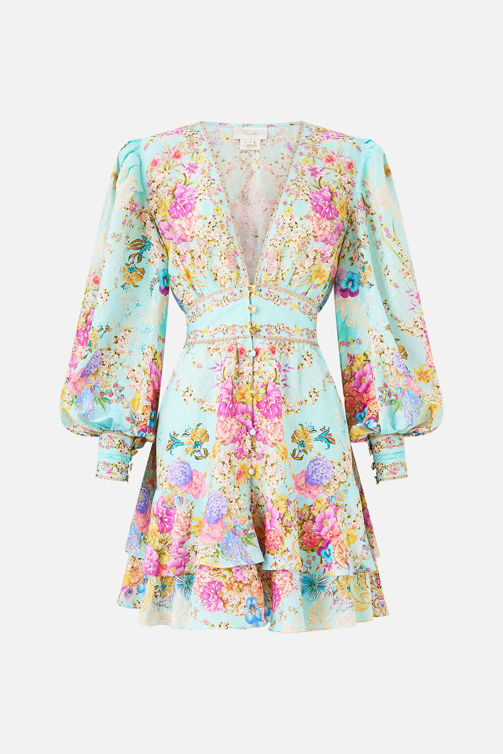 The CAMILLA BUTTON FRONT FRILL DRESS BAZAAR BLOOMS