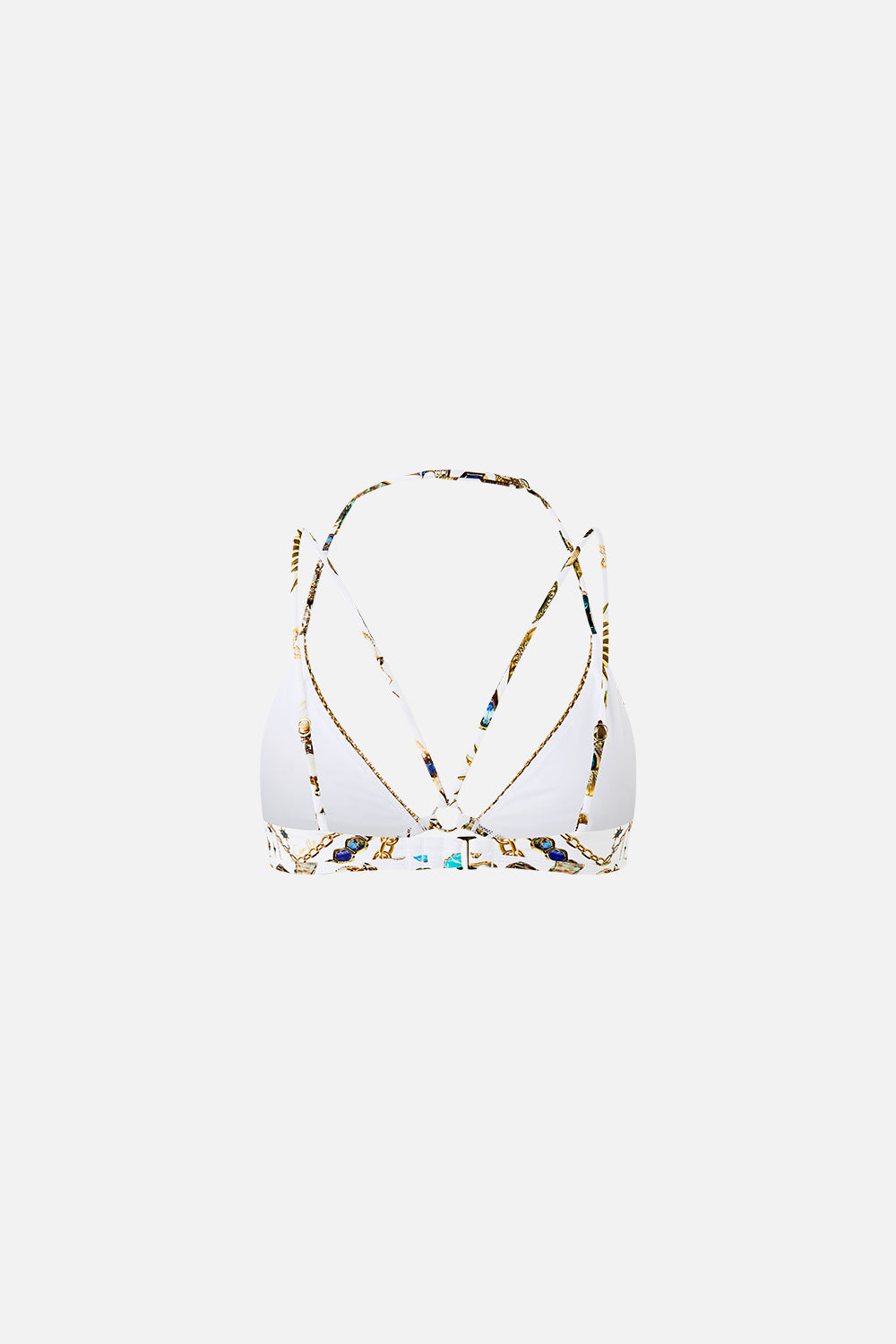 The CAMILLA MULTI STRAP HALTER TRI BIKINI TOP WITH TRIM CHAIN GANG