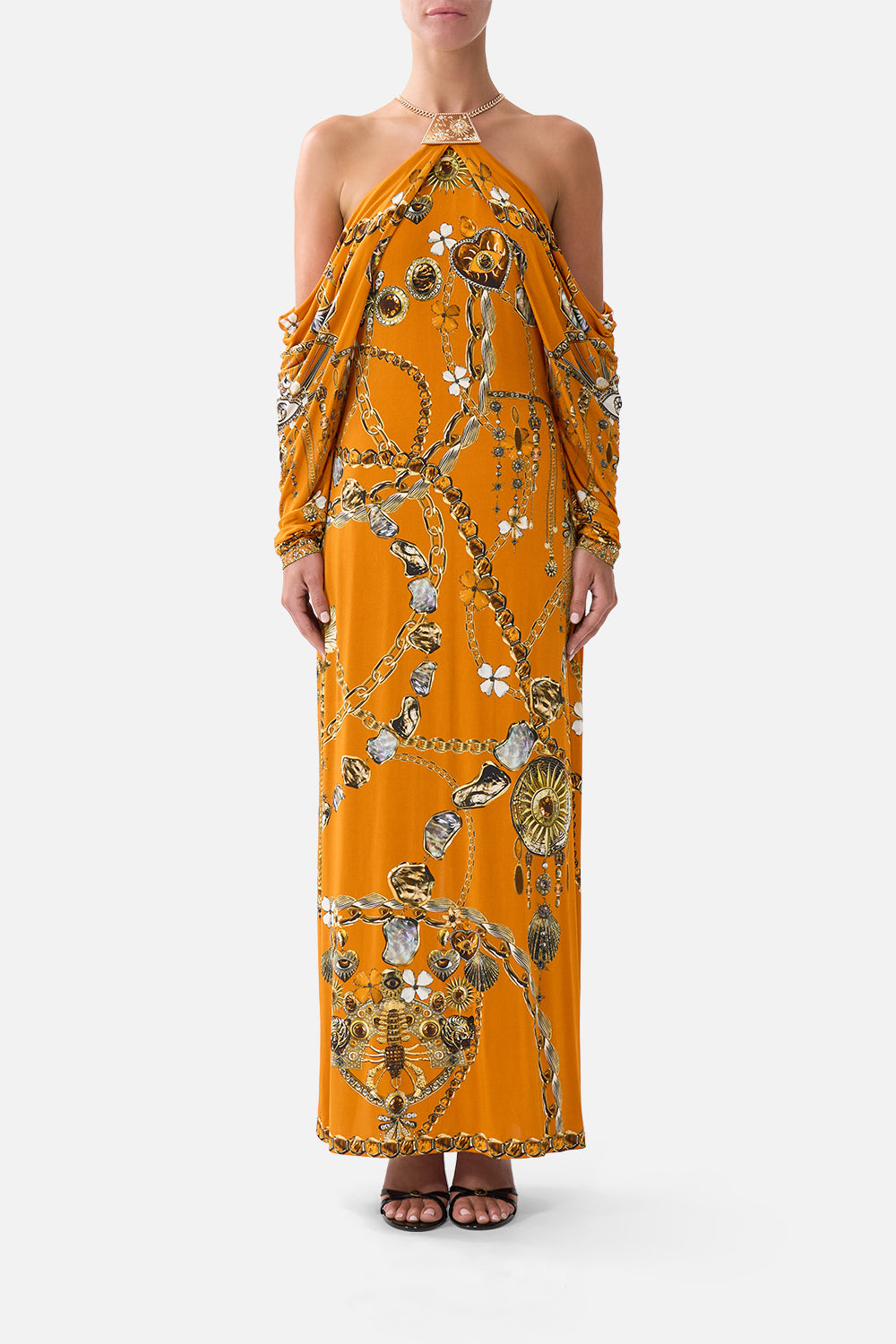 The CAMILLA DRAPED SLEEVE DRESS WITH HARDWARE TALISMANS OF TURKIYETALISMANS OF TURKIYE