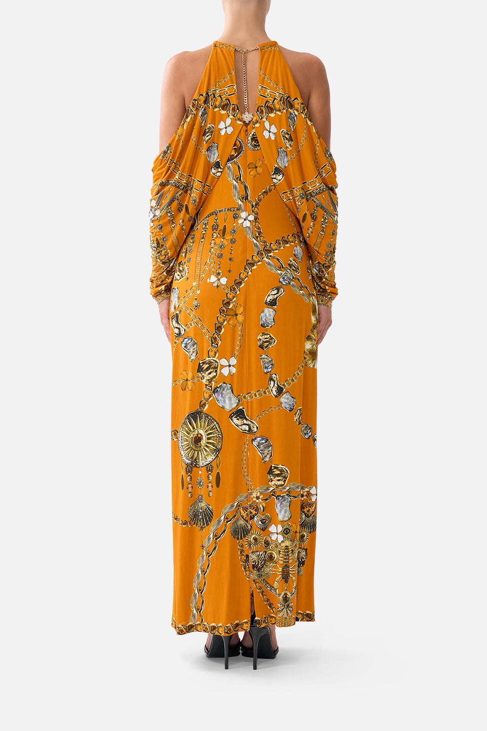 The CAMILLA DRAPED SLEEVE DRESS WITH HARDWARE TALISMANS OF TURKIYE