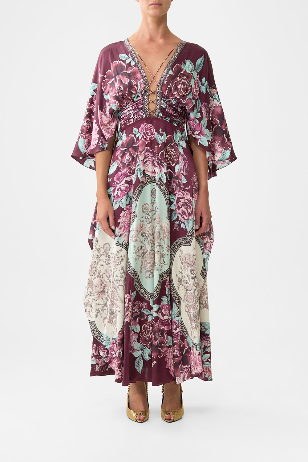 The CAMILLA V NECK LACE UP DETAIL LONG DRESS IF THESE TILES COULD TALKIF THESE TILES COULD TALK