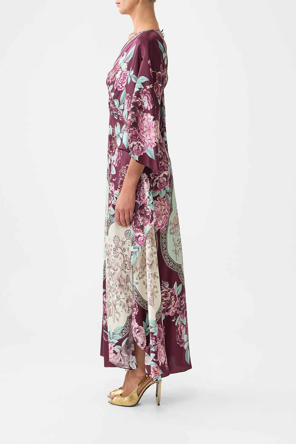 The CAMILLA V NECK LACE UP DETAIL LONG DRESS IF THESE TILES COULD TALK