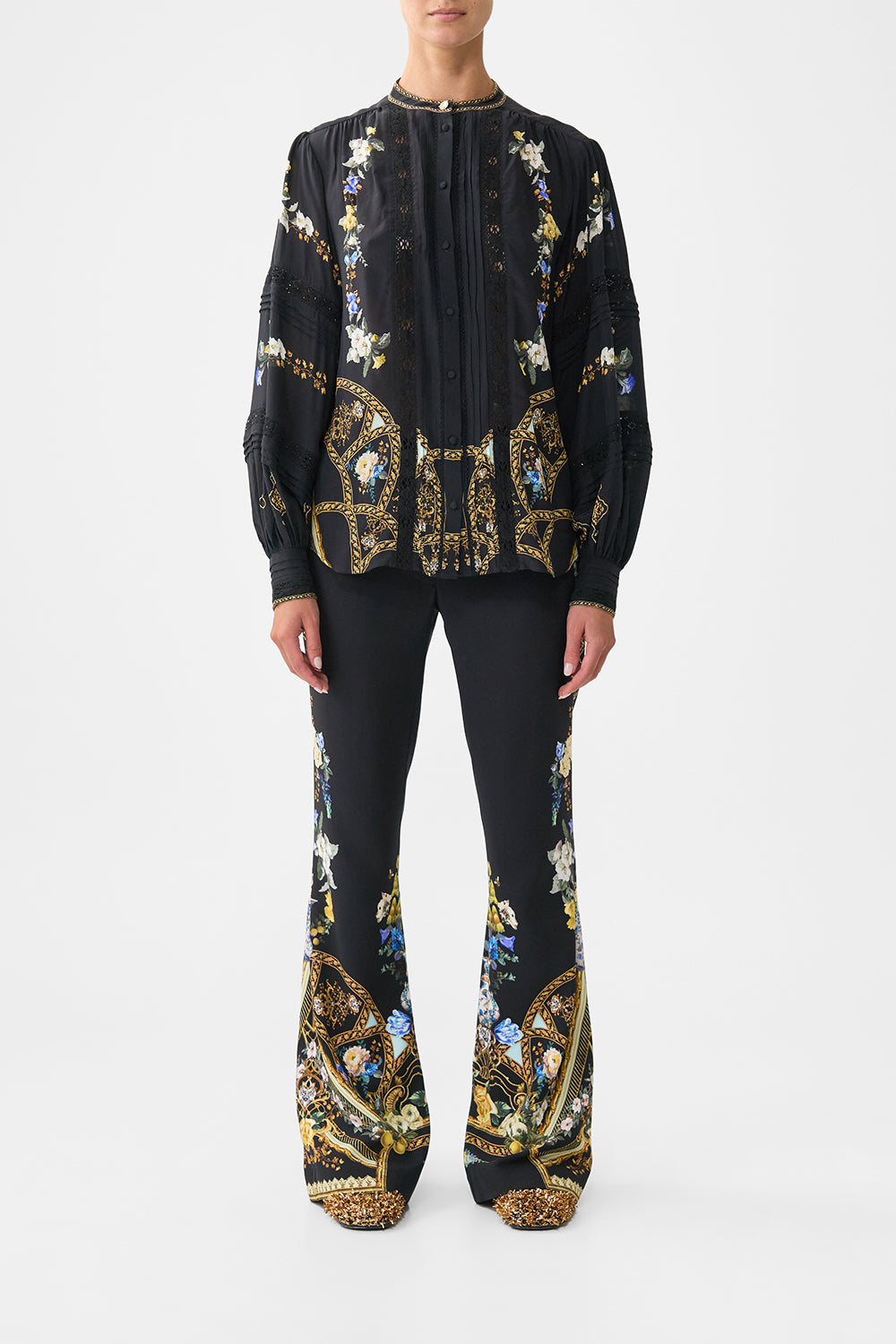 BLOUSON SLEEVE BLOUSE WITH YOKE OTTOMAN ELEGANCE