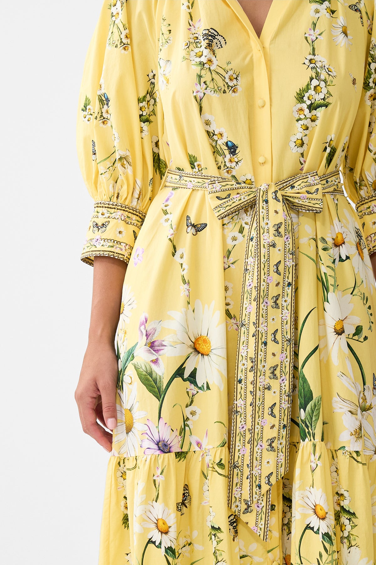 The CAMILLA Tiered Shirt Dress With Short Sleeve in our Daisy Chains print.