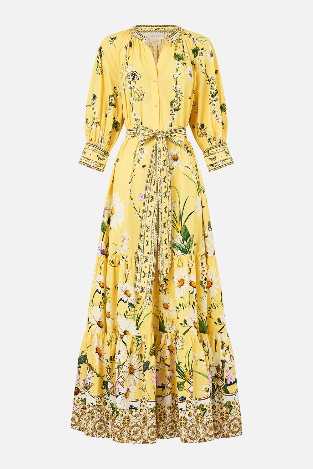 The CAMILLA Tiered Shirt Dress With Short Sleeve in our Daisy Chains print.