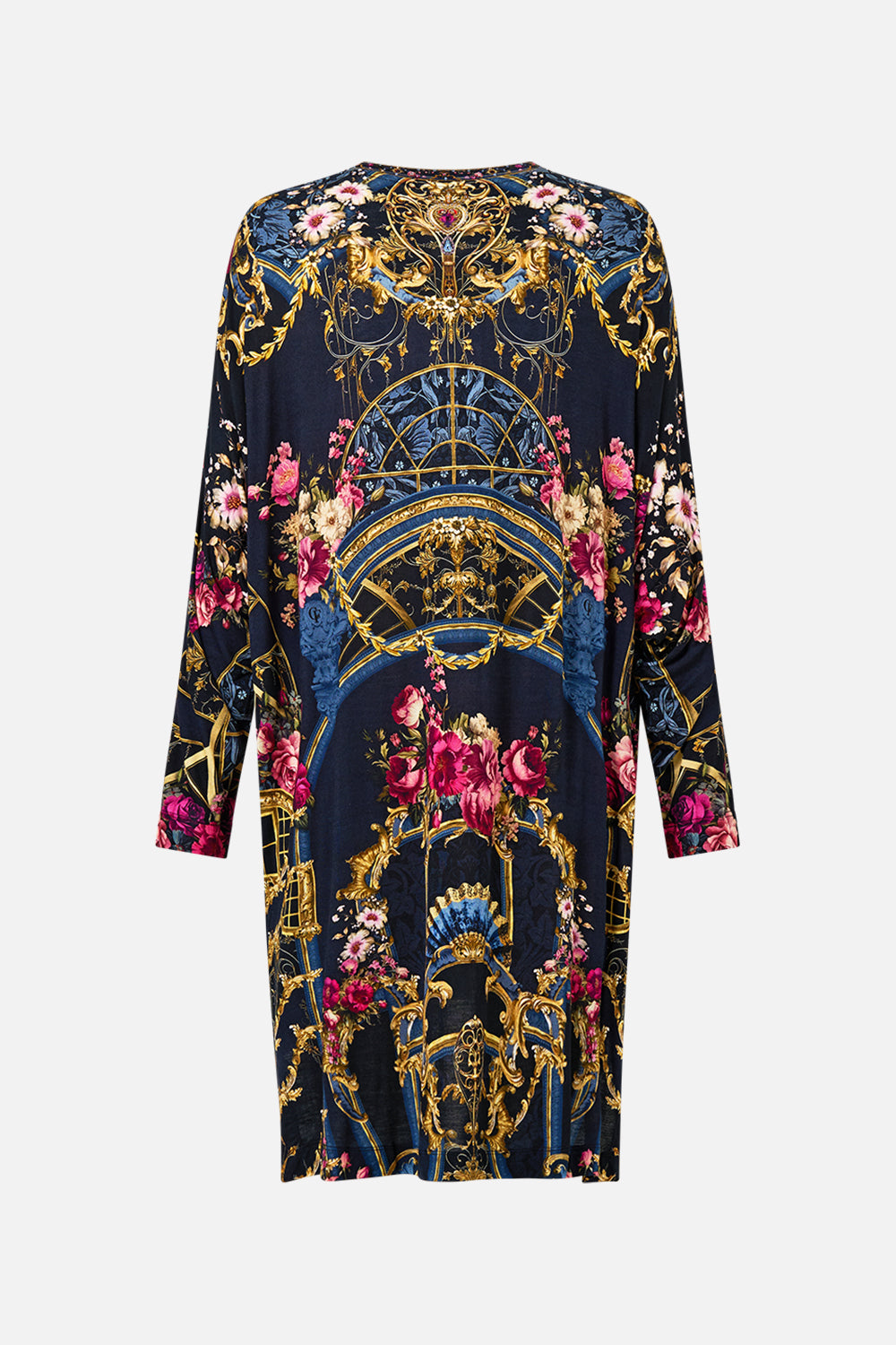 The CAMILLA Side Split Jersey Tee in our Ornate On A Plate print.