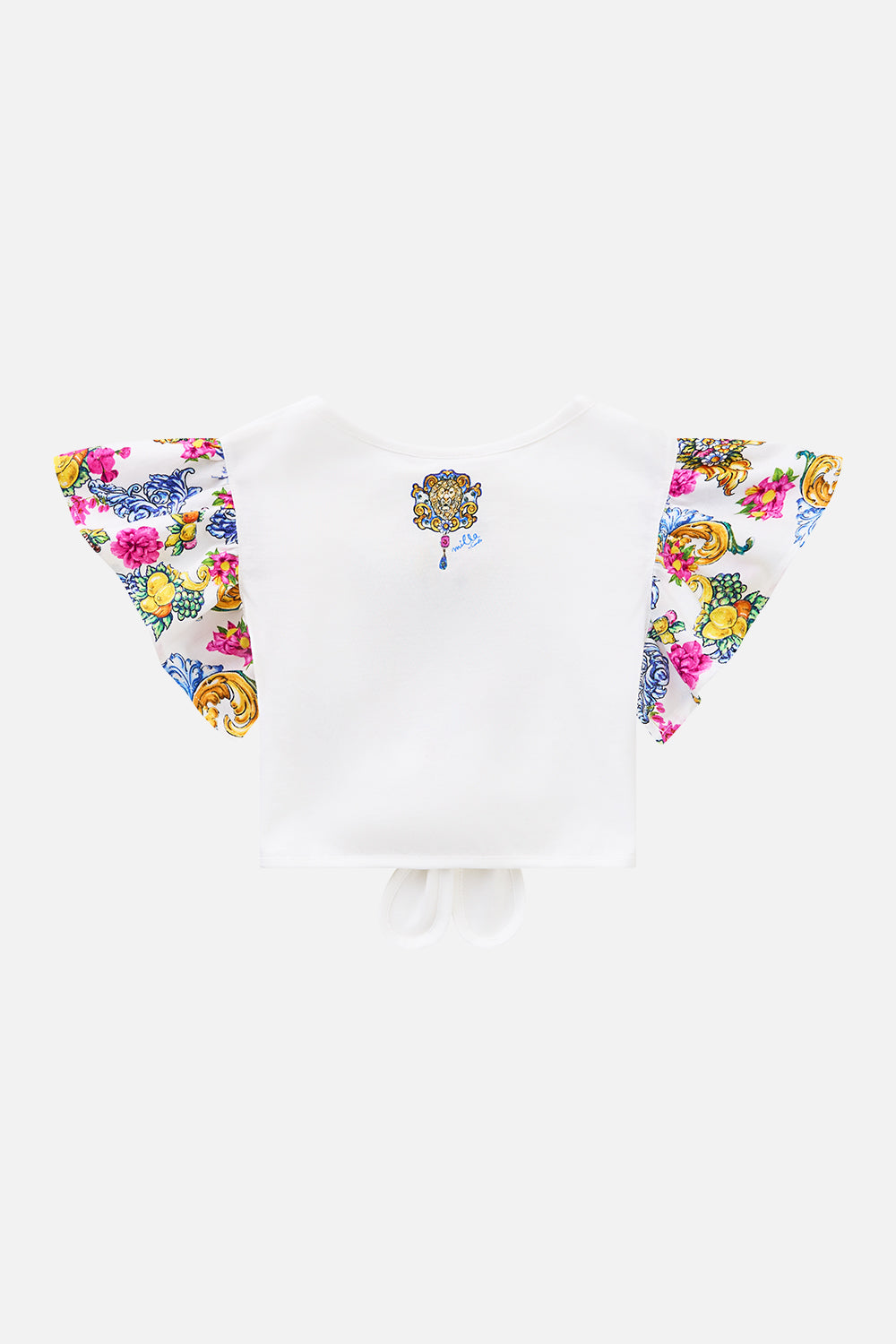 The CAMILLA KIDS TIE FRONT CROP TEE WITH FRILL SLEEVE ESPAÑA NIRVANA