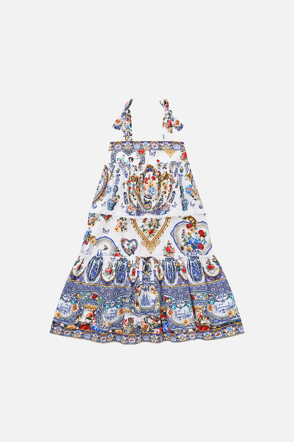 KIDS TIERED MAXI DRESS WITH BOW STRAPS THE POTTERY PARLOUR