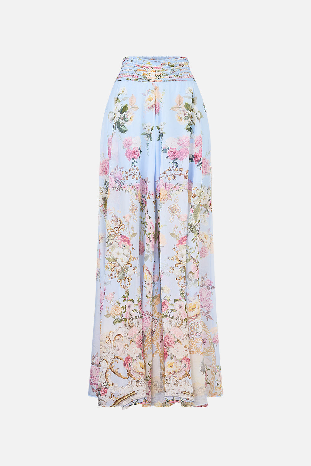 The CAMILLA WAISTED WIDE LEG PANT TILED IN TIME