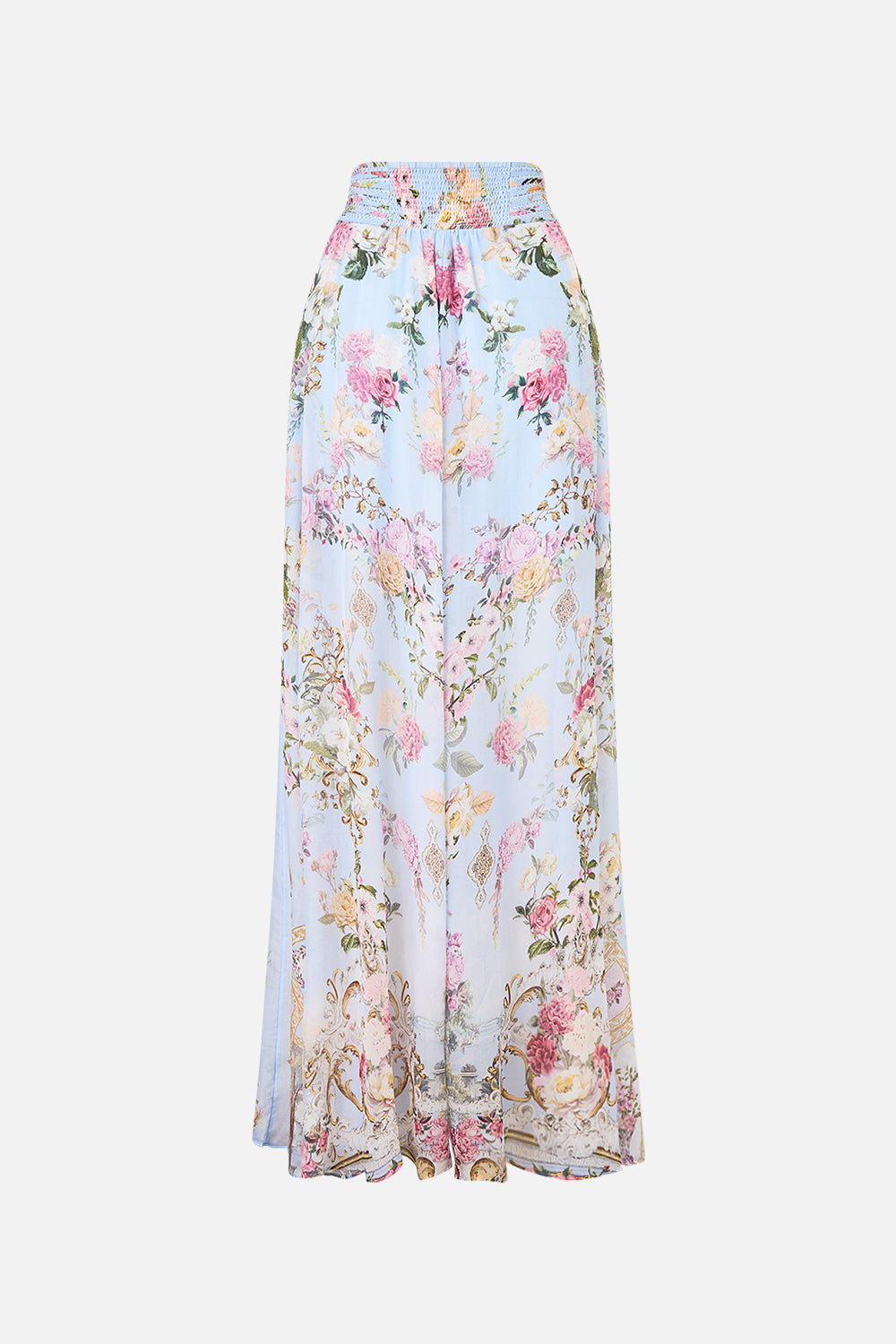 The CAMILLA WAISTED WIDE LEG PANT TILED IN TIME