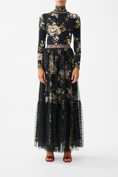 WAISTBAND RUFFLE HEM SKIRT FLAMENCO FOLKLORE