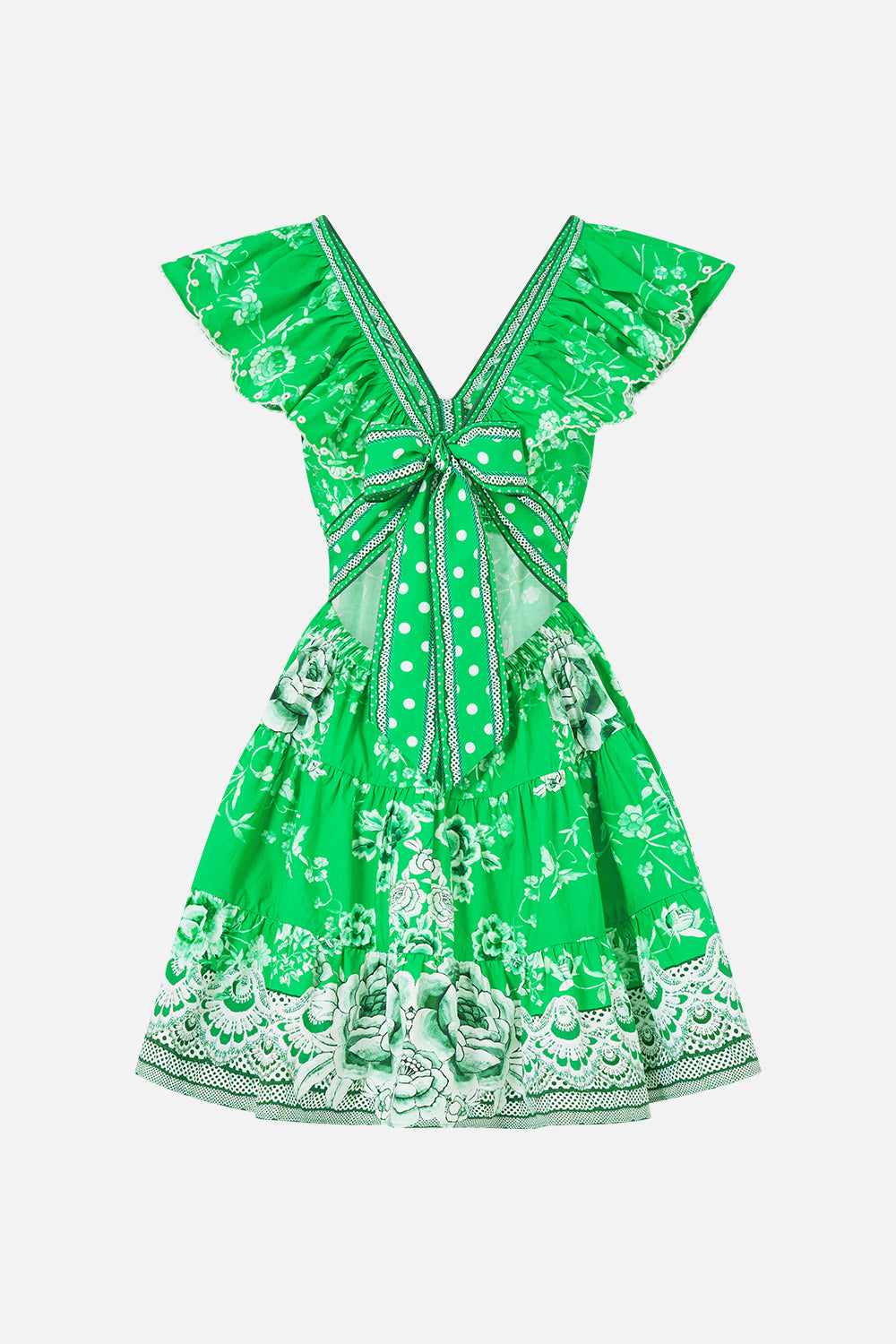 The CAMILLA TIERED SHORT DRESS WITH NECK FRILL SACROMONTE SEÑORITA