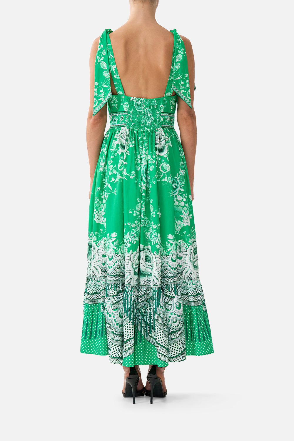 WAISTED MIDI DRESS WITH SHOULDER TIES SACROMONTE SEÑORITA