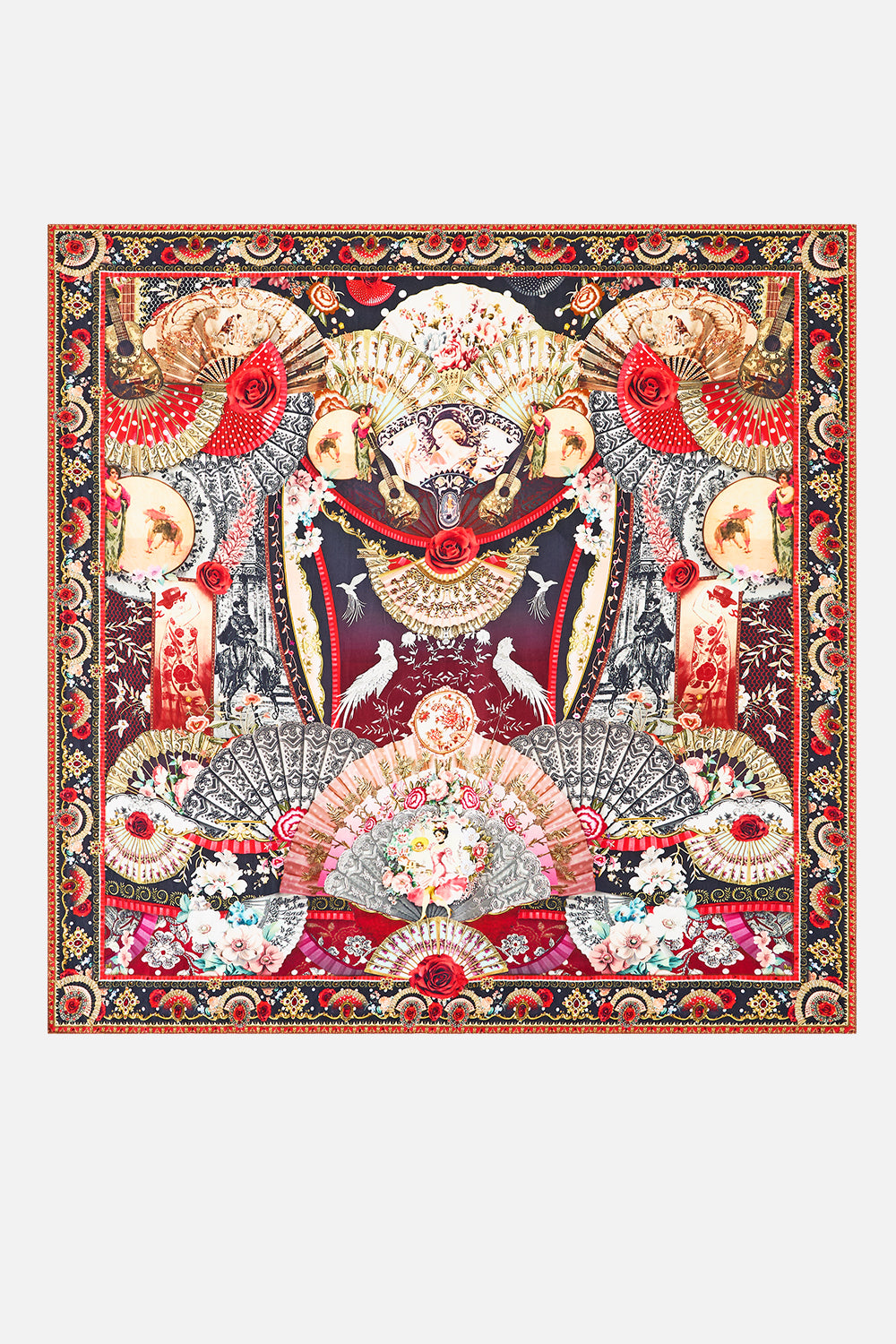 LARGE CRYSTALLED SILK SQUARE SCARF DAUGHTERS OF DUENDE
