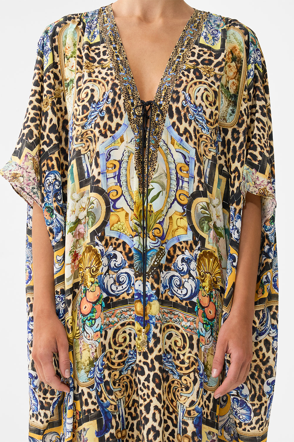 LACE UP KAFTAN WITH HEM RUFFLE SEVILLIAN STYLE