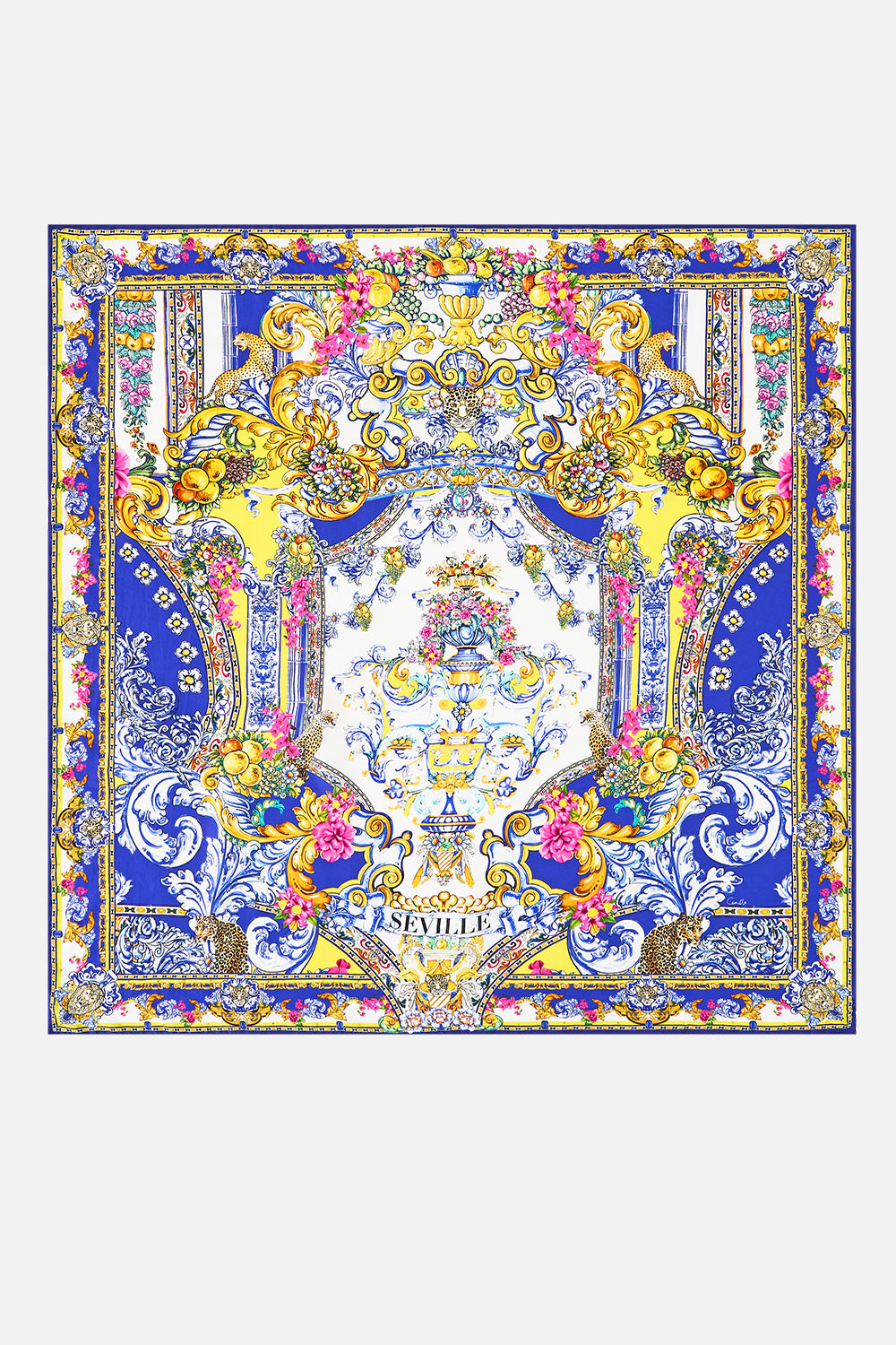 LARGE CRYSTALLED SILK SQUARE SCARF ESPAÑA NIRVANA