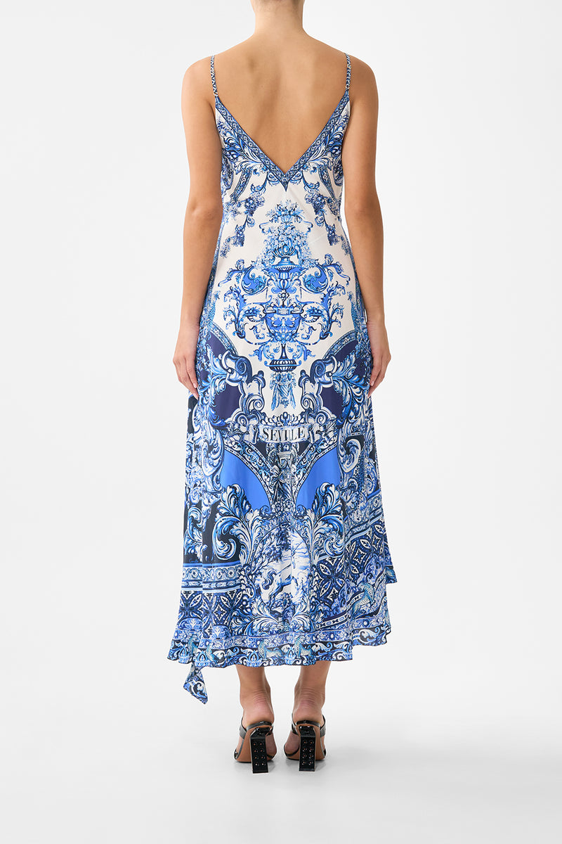 The A Tiled Wonderland Bias Slip Dress With Frill Hem | CAMILLA AU